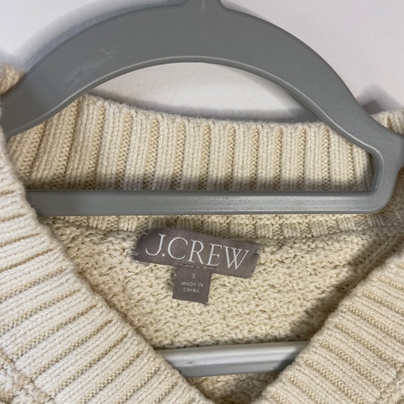 Cream Cable 100% Cotton Long Sleeve Sweater JCrew J Crew Holiday Sweater Small - Picture 3 of 4